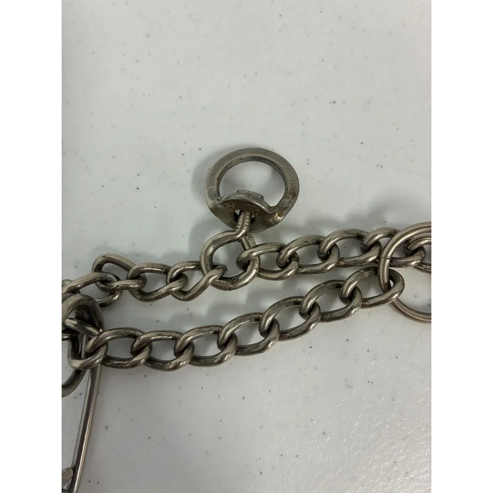 Metal Prong Dog Training Collar Pinch Style Chrome Plated Steel Large Silver